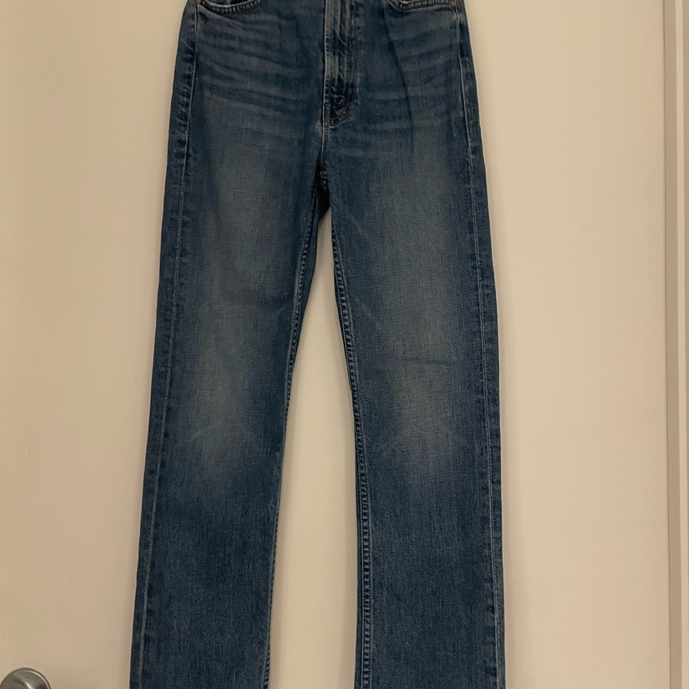 MOTHER Women's Straight Leg Blue Jeans